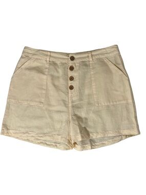 Rip Curl High-Waist Button-Front Shorts in Off White Cream